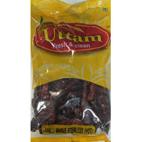 CHILLI WHOLE STEMLESS (HOT) 200G- UTTAM